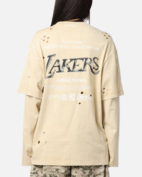 Mitchell & Ness Los Angeles Lakers Chromed Mock Long Sleeve T-Shirt Khaki