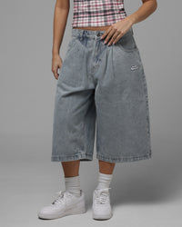 Loiter Star Born Pleated Jorts Blue Washed Denim
