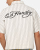 Ed Hardy Euro Short Sleeve Button Up Shirt White Pinstripe