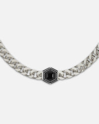 Guess Mainline Lion King Crystal Exagon Necklace Silver