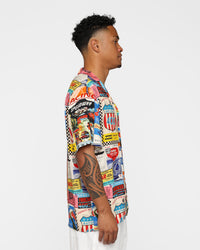 The New Establishment X Nascar CMS Program Resort Button Up Shirt Multi
