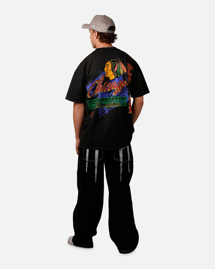 Culture Kings Chicago Blackhawks Vintage T-Shirt Black Acidwash
