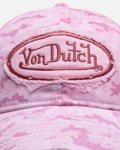 Von Dutch Distressed Trucker Snapback Pink Camo