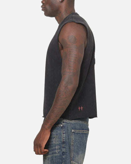 Saint Morta Saints Marked Cut Off Muscle T-Shirt Washed Black