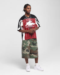 Loiter Vegan Leather Football Top Red/Black