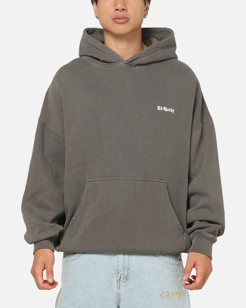 Ed Hardy Sacred Heart Hoodie Washed Charcoal
