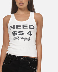 Ed Hardy Women's Need Dollars Tank White