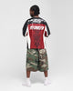 Loiter Vegan Leather Football Top Red/Black