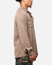 XXIII Acid Wash Button Up Over Shirt Washed Brown
