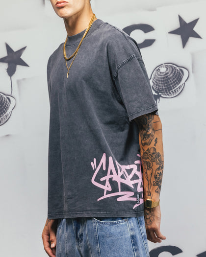 Carre Tagline T-Shirt Washed Black/Pink