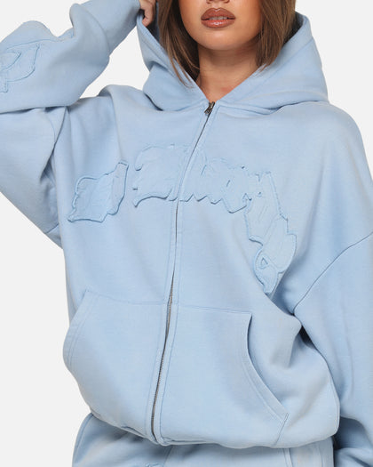 Ed Hardy Fray Zip Hoodie Blue