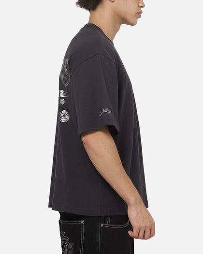 Mitchell & Ness Los Angeles Lakers Tape Crop T-Shirt Washed Black