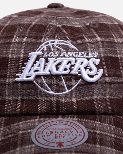 Mitchell & Ness Los Angeles Lakers 'Checked Letter' Legacy Low Profile Snapback Brown
