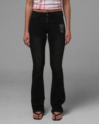 Loiter Women's Shibuya Low Rise Jeans Washed Black Denim