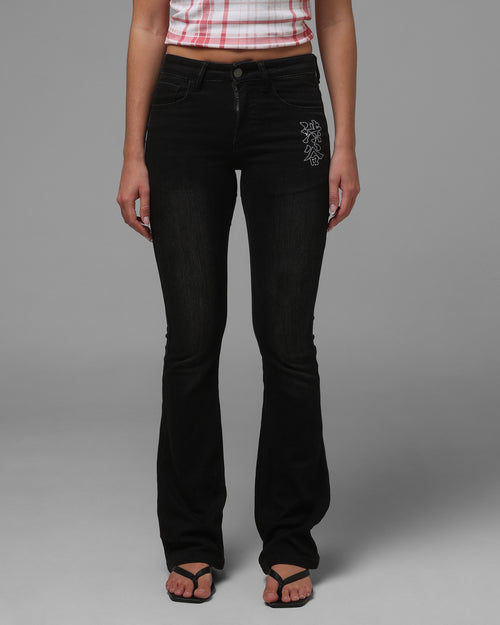 Loiter Women's Shibuya Low Rise Jeans Washed Black Denim