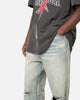 MNML Knee Distressed Ultra Baggy Denim Jeans Vintage Blue