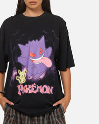 The Pokémon Collection By 73Studio Gengar Mimikyu T-Shirt Black Acidwash