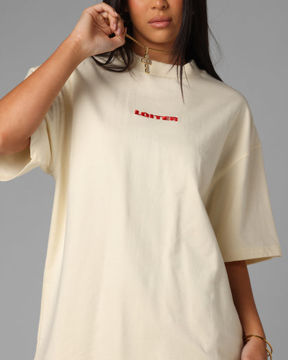 Loiter Script Boxy T-Shirt Off White