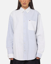 Tommy Jeans Relaxed Oxford Stripes Button Up Shirt Blue Pinstripe