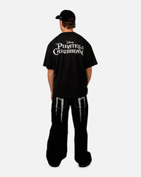 73Studio Disney Pirates Of The Caribbean Davy Jones Vintage T-Shirt Black Acidwash
