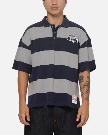 Mitchell & Ness Orlando Magic Striped Polo T-Shirt Navy