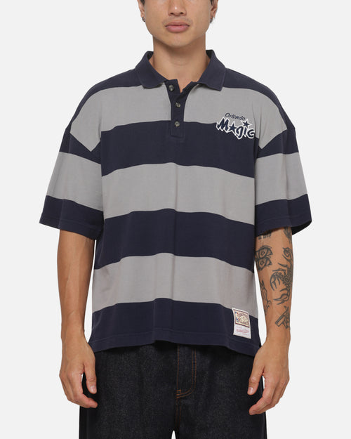 Mitchell & Ness Orlando Magic Striped Polo T-Shirt Navy
