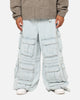 MNML Rave Multi Cargo Denim Pants Light Blue