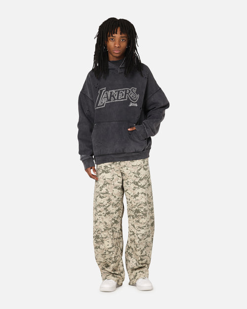 Mitchell & Ness Los Angeles Lakers Distressed Rhinestone Logo Hoodie Faded Black