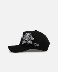 New Era Texas Rangers 'Ornate Rose' 9FORTY A-Frame Snapback Black/White