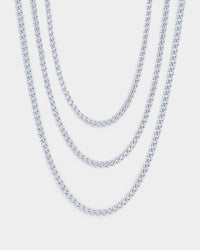 NXS 3mm Cuban Chain Set White Gold
