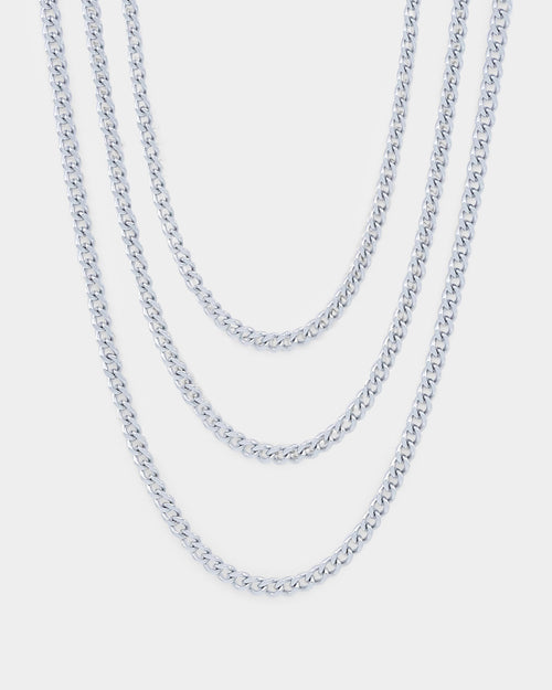 NXS 3mm Cuban Chain Set White Gold