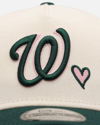 New Era Washington Nationals 'Pink Satin Hearts Green' 9FORTY A-Frame Snapback Chrome/Dark Green