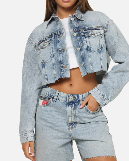 Tommy Jeans Women's Cropped Denim Trucker Jacket Mid Denim