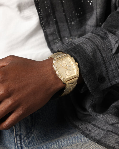 Guess Mainline Nile Textured Bracelet Watch Gold