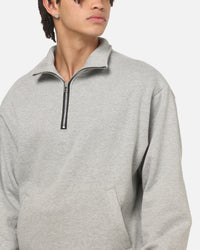 American Thrift Leisure Quarter Zip Mock Neck Sweater Grey Marle