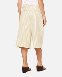 Carre Heritage Pleated Shorts Off White Pinstripe