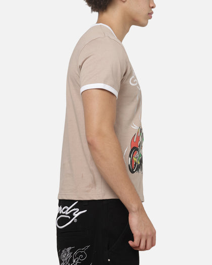 Ed Hardy Flame Skull Ringer T-Shirt Mushroom
