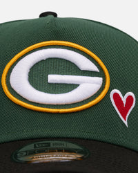 New Era Green Bay Packers 'Team Color Hearts' 9FORTY A-Frame Snapback Official Team Color
