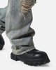 MNML Ultra Baggy Oil Stain Denim Jeans Vintage Blue