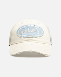 Von Dutch Distressed Trucker Snapback Ecru/Light Blue