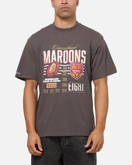 Mitchell & Ness Queensland Maroons 8 Straight Vintage T-Shirt Slate