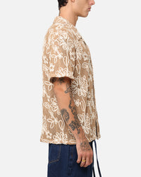 XXIII Resort Knit Button Up Shirt Tan/Cream