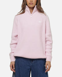 Adidas Women's Funnel Neck Quarter Zip Sweatshirt Pink