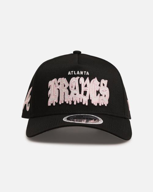 New Era Atlanta Braves 'Drip Glow Script' 9FORTY A-Frame Snapback Black/Pink