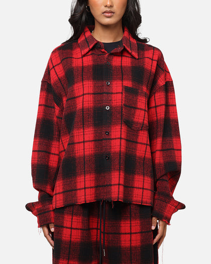 XXIII Plaid Long Sleeve Overshirt Red