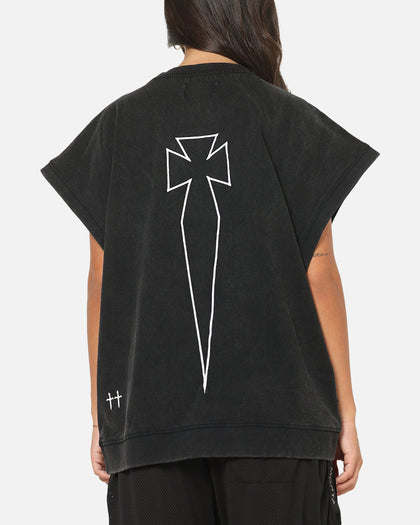Saint Morta Athletc Cut Off Sweat T-Shirt Washed Black