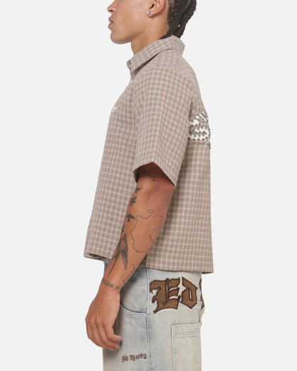 Ed Hardy Vandal Button Up Shirt Brown Check
