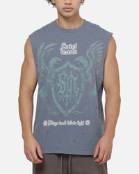 Saint Morta Wings Of Flight Oversized Muscle T-Shirt Washed Blue
