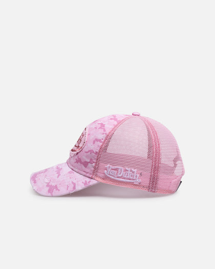 Von Dutch Distressed Trucker Snapback Pink Camo