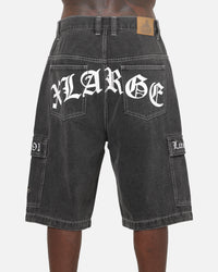 X-Large Eagle Baggy Cargo Denim Shorts Washed Black